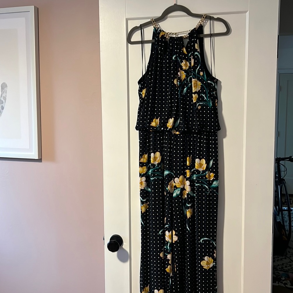 Floral and geometric print jumpsuit